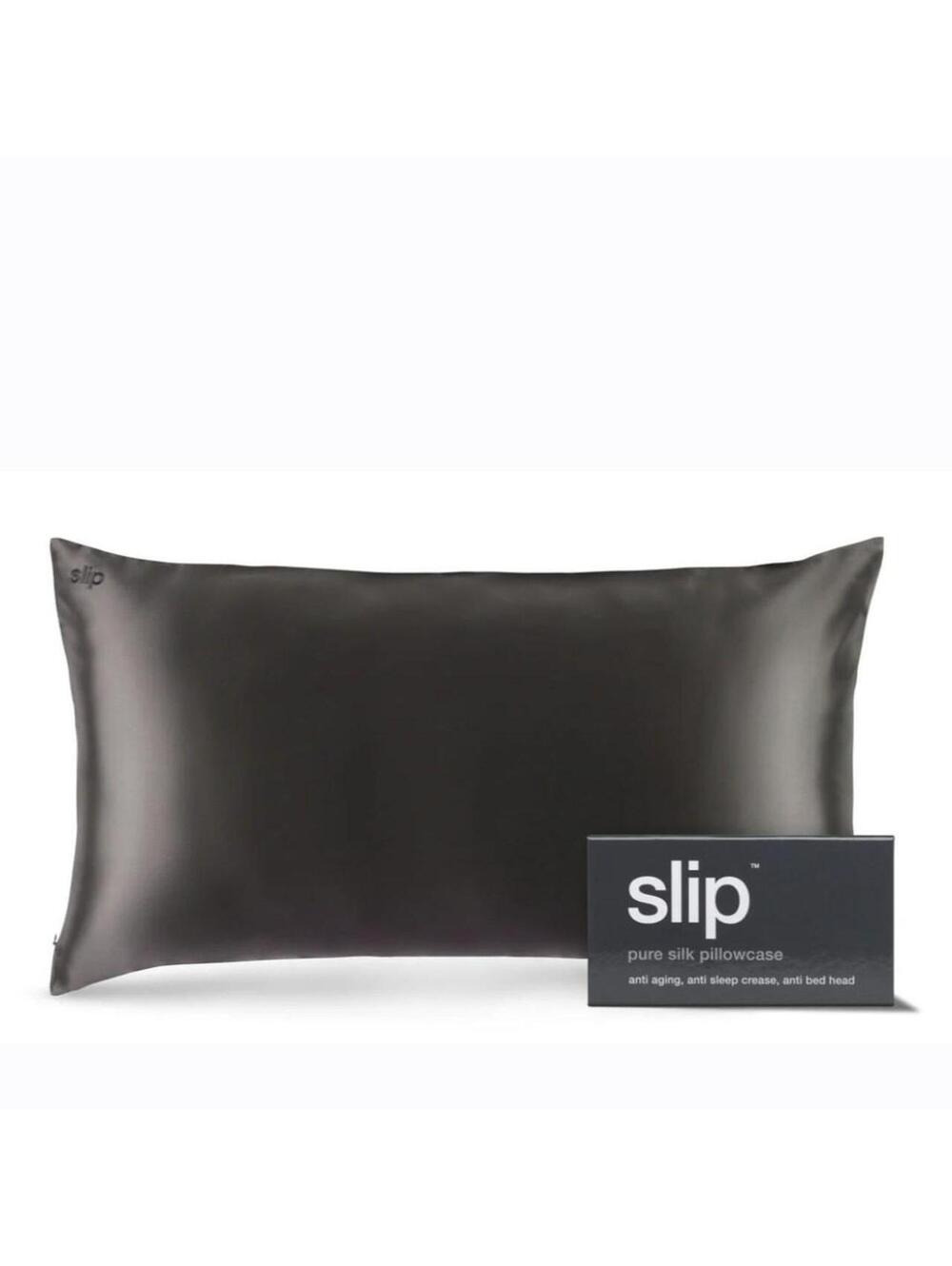 Slip 100% silk king zippered pillowcase, charcoal shade